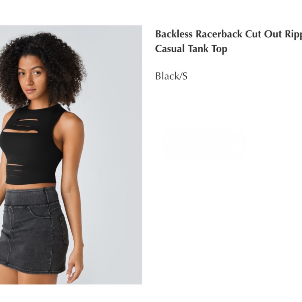 HALARA Black Ribbed Backless Tank Top